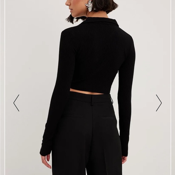 NA-KD Black Long Sleeve Ribbed Collar Detail Crop Top
Size Small - Picture 4 of 13